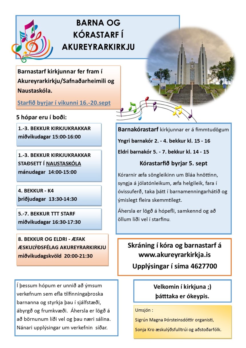 barna og kórastarfið í dagskrána sm